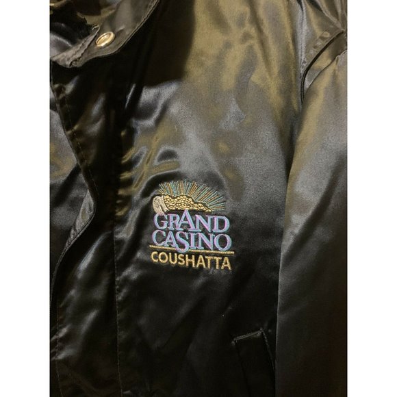 Grand Casino Vintage Satin Jacket Black Full Zip Men’s Sz Large - Picture 5 of 10